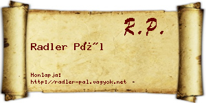 Radler Pál névjegykártya
